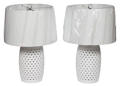 Lot 511 - Pair of Chinese Clear Glazed Barrel Form...