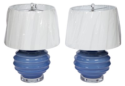 Lot 512 - Pair of Chinese Blue Glazed Ceramic and...