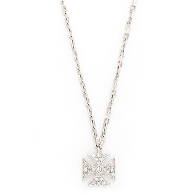 Lot 1501 - White Gold and Diamond Pendant with Chain, Garrard