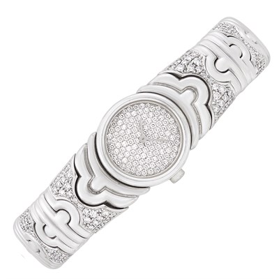 Lot 123 - White Gold and Diamond 'Parentesi' Wristwatch, Bulgari