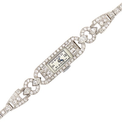 Lot 1820 - Platinum and Diamond Wristwatch