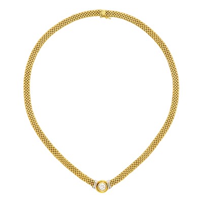 Lot 357 - Gold, Platinum and Diamond Necklace