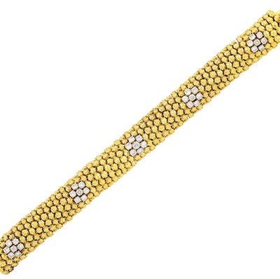 Lot 369 - Gold and Diamond Bombé Bracelet