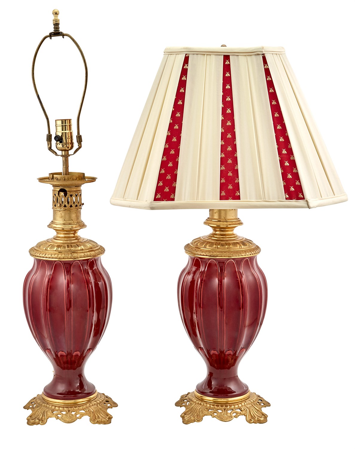 Lot 291 - Pair of Ormolu-Mounted Sang de Boeuf Porcelain...