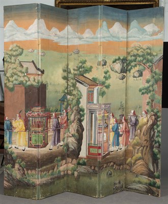 Lot 275 - Chinese Export Ten-Panel Painted Wallpaper...
