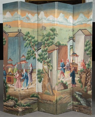Lot 275 - Chinese Export Ten-Panel Painted Wallpaper...