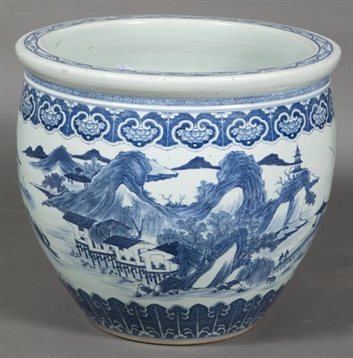 Lot 225 - Chinese Blue and White Porcelain Fish Bowl on...