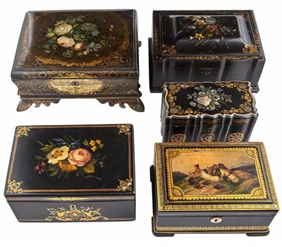 Lot 265 - Group of Five Black Lacquer and Parcel-Gilt...