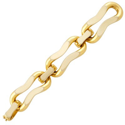Lot 171 - Two-Color Gold Link Bracelet, Bulgari