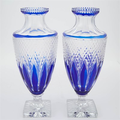 Lot 1036 - Pair of Bohemian Style Cobalt Blue and...