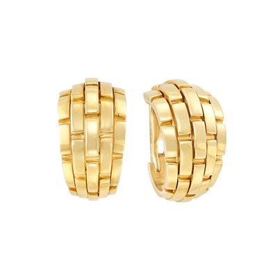 Lot 304 - Pair of Gold 'Panther' Hoop Earclips, Cartier, France