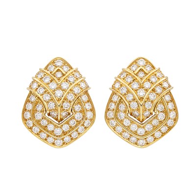 Lot 193 - Pair of Gold and Diamond Earclips
