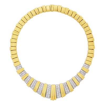 Lot 298 - Two-Color Gold and Diamond Necklace