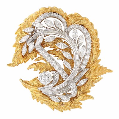 Lot 206 - Platinum and Diamond Brooch with Gold Jacket, David Webb