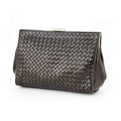Lot 1694 - Black Leather Clutch, Bottega Veneta