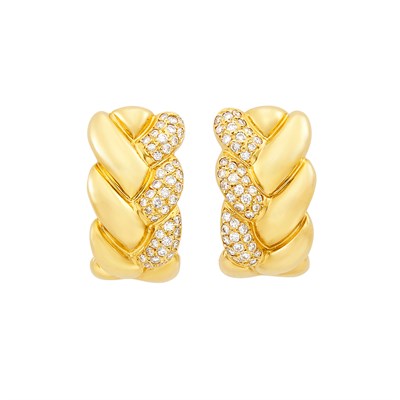 Lot 301 - Pair of Gold and Diamond Earclips, Cartier, France