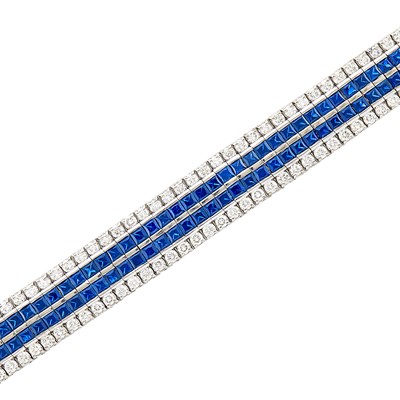Lot 231 - Diamond and Stone Flexible Bracelet, 118...