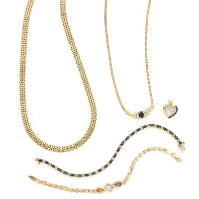 Lot 1357 - Group of Gold and Colored Stone Jewelry