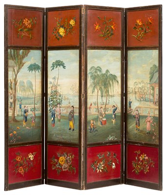 Lot 288 - George IV Polychrome-Decorated Four-Panel...