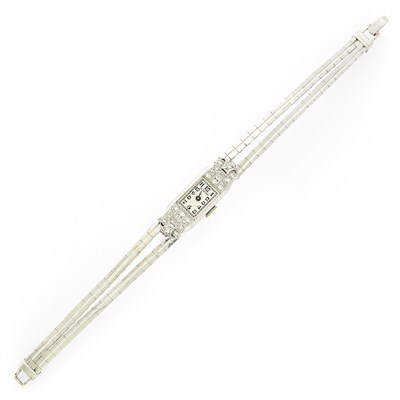 Lot 1412 - Lady's White Gold and Diamond Wristwatch, Glycine