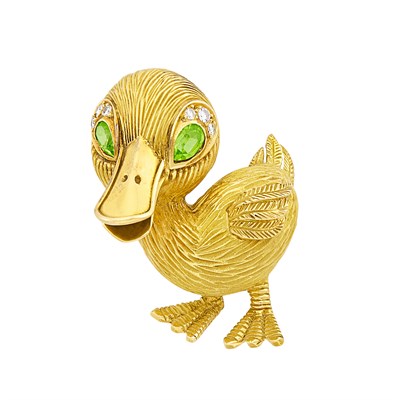Lot 281 - Gold, Peridot and Diamond Duck Clip-Brooch, Van Cleef & Arpels, France