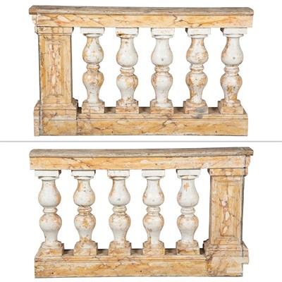 Lot 247 - Pair of Faux Marble Painted Wood Balustrades...