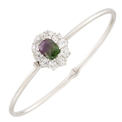Lot 263 - Platinum, Alexandrite and Diamond Bangle Bracelet