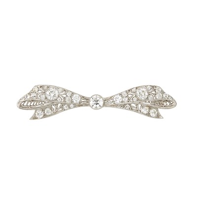 Lot 319 - Platinum and Diamond Bow Brooch