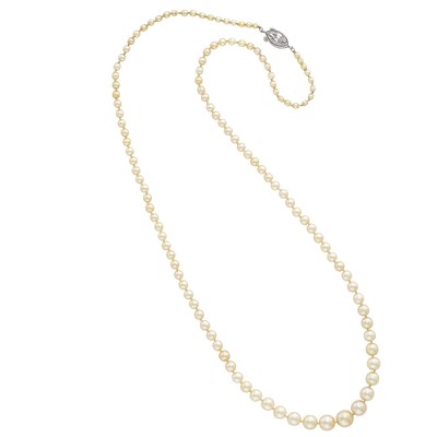 Lot 308 - Pearl Necklace with Platinum and Diamond Clasp