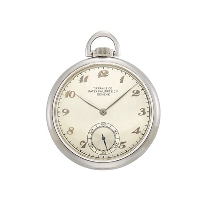 Lot 70 - Patek Philippe, Stainless Steel Open Face Pocket Watch, Retailed by Tiffany & Co.