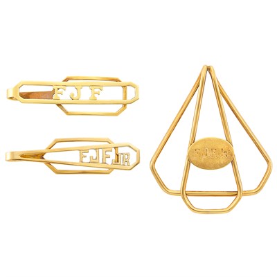 Lot 1528 - Two Gold Money Clips, Cartier, and Money Clip