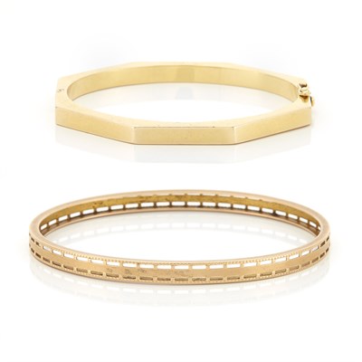 Lot 1428 - Two Gold Bangle Bracelets