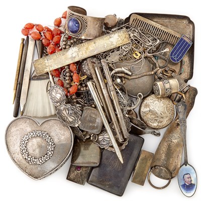 Lot 2127 - Group of Silver and Metal Jewely, Accessories and Fragments