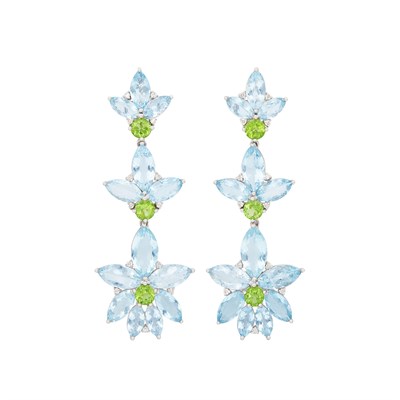 Lot 6 - Pair of Gold, Aquamarine, Peridot and Diamond Pendant-Earclips