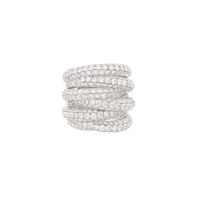 Lot 120 - Six Row White Gold and Diamond Bombé Ring