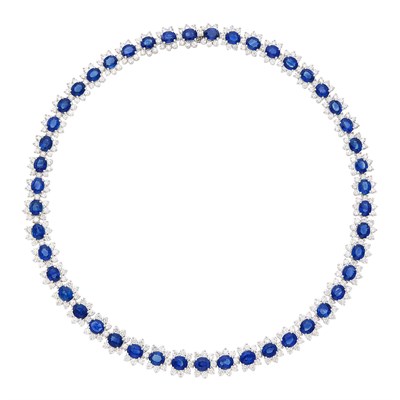 Lot 260 - White Gold, Sapphire and Diamond Necklace