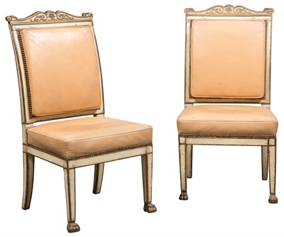 Lot 353 - Pair of Empire Painted and Parcel-Gilt Chaises...