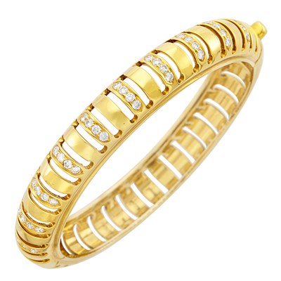 Lot 230 - Gold and Diamond Bangle Bracelet