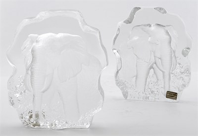Lot 1071 - Pair of Mats Jonasson Molded Glass Bookends...