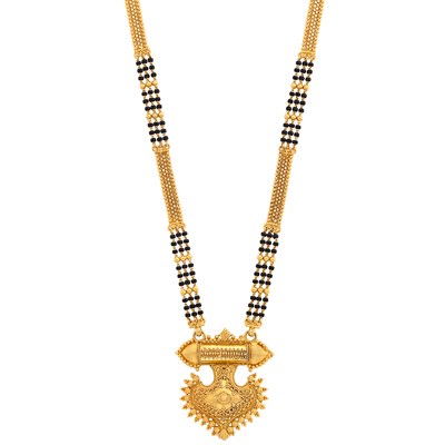 Lot 153 - Long High Karat Gold and Black Onyx Bead Pendant-Necklace
