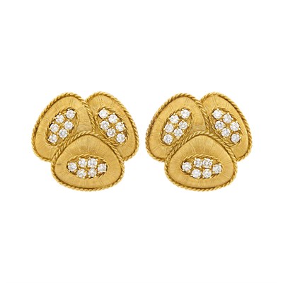 Lot 207 - Pair of Gold and Diamond Earclips