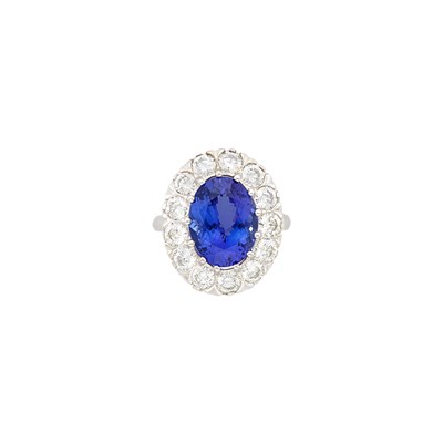 Lot 415 - Platinum, Tanzanite and Diamond Ring