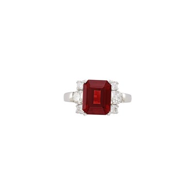 Lot 1184 - Platinum, Garnet and Diamond Ring