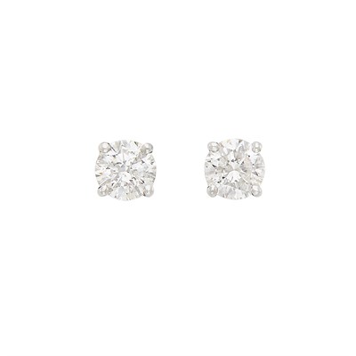 Lot 443 - Pair of Platinum and Diamond Stud Earrings