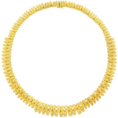 Lot 149 - Gold and Diamond Leaf Necklace