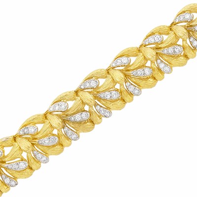 Lot 333 - Two-Color Gold and Diamond Bracelet