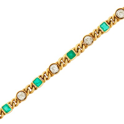 Lot 491 - Gold, Emerald and Diamond Bracelet