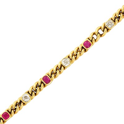 Lot 490 - Gold, Ruby and Diamond Bracelet