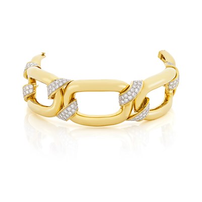 Lot 326 - Wide Gold, Platinum and Diamond Bracelet, David Webb