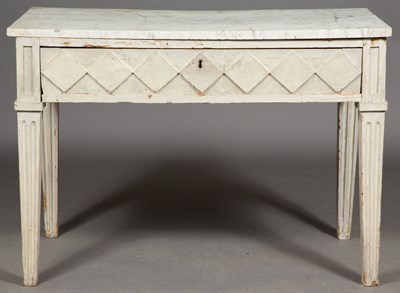 Lot 344 - Louis XVI Provincial Painted Marble Top Table...